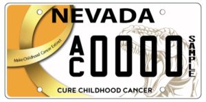 Nevada charity license plate directly supporting the NV-RDAC and the fight against childhood cancer
