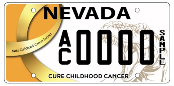 Nevada charity license plate directly supporting the NV-RDAC and the fight against childhood cancer